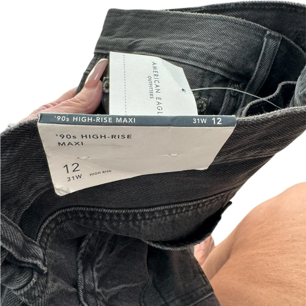 REDUCED🎈NWT size 12 American Eagle Outfitters Black High-Rise Maxi Jeans - Picture 3 of 4